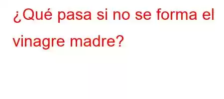 ¿Qué pasa si no se forma el vinagre madre?