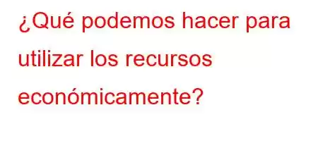 ¿Qué podemos hacer para utilizar los recursos económicamente?