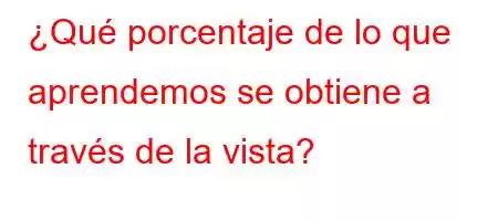 ¿Qué porcentaje de lo que aprendemos se obtiene a través de la vista