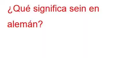 ¿Qué significa sein en alemán