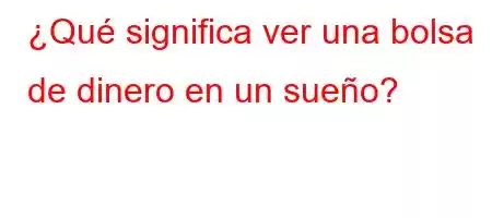 ¿Qué significa ver una bolsa de dinero en un sueño