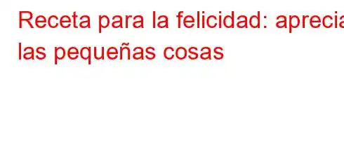 Receta para la felicidad: apreciar las pequeñas cosas