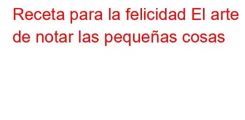 Receta para la felicidad El arte de notar las pequeñas cosas