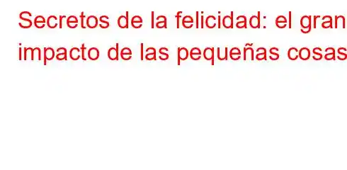 Secretos de la felicidad: el gran impacto de las pequeñas cosas